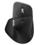Logitech 910007560 wireless ergonomic mouse with scroll wheel, side buttons, and green indicator light - Top angle view