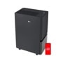 LG DT501BKR0 Dehumidifier with smartphone app control showing LG ThinQ home icon on red screen