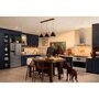 LG UM22WZH98S French Door Refrigerator in modern kitchen with couple and dog near island