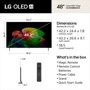 48-Inch LG OLED AI 4K OLED TV OLED48B6GUA Dimensions 42.2 x 24.4 x 1.8 Inches without stand 42.2 x 26.6 x 9.1 Inches with stand and Remote Control