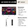 65-Inch LG NANO 4K UHD AI TV 65NU850BAUA Dimensions and Whats in the Box including Magic Remote, Remote Control Batteries, Power Cable, Stand, and Quick Start Guide