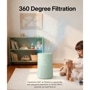 AS301GG10 LG air purifier infographic showing 360 degree filtration feature in child's playroom with text Experience 360 degree air filtration in spaces like kids' playrooms, bedrooms, or a home office—wherever you want fresh air.