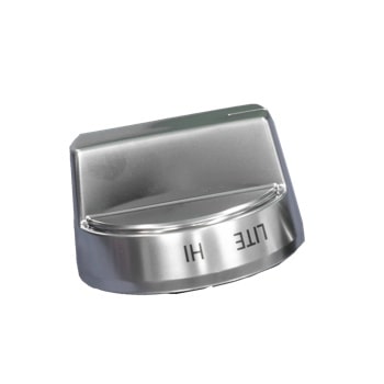 Stainless steel stove knob for AEZ75994628 kitchen accessory with LITE and HI temperature indicators - Close-Up
