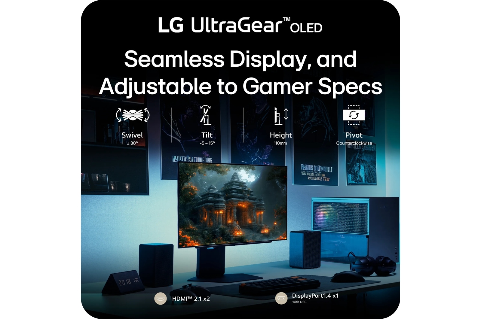 LG 32 Inch UltraGear Glossy Oled Dual Mode 4K UHD 165Hz or FHD 330Hz 0.03ms G-Sync Compatible Gaming Monitor (32GX850A-B), цвет: 3840 X 2160 — фото 3