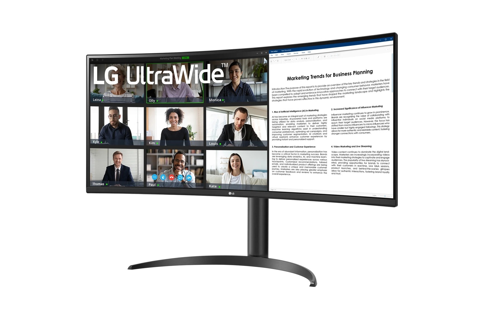 LG 34 Inch UltraWide Wqhd 1440P HDR 10 100Hz Curved Monitor with USB Type-C (34WR55QK-B), цвет: Wqhd (3440 X 1440) — фото 3
