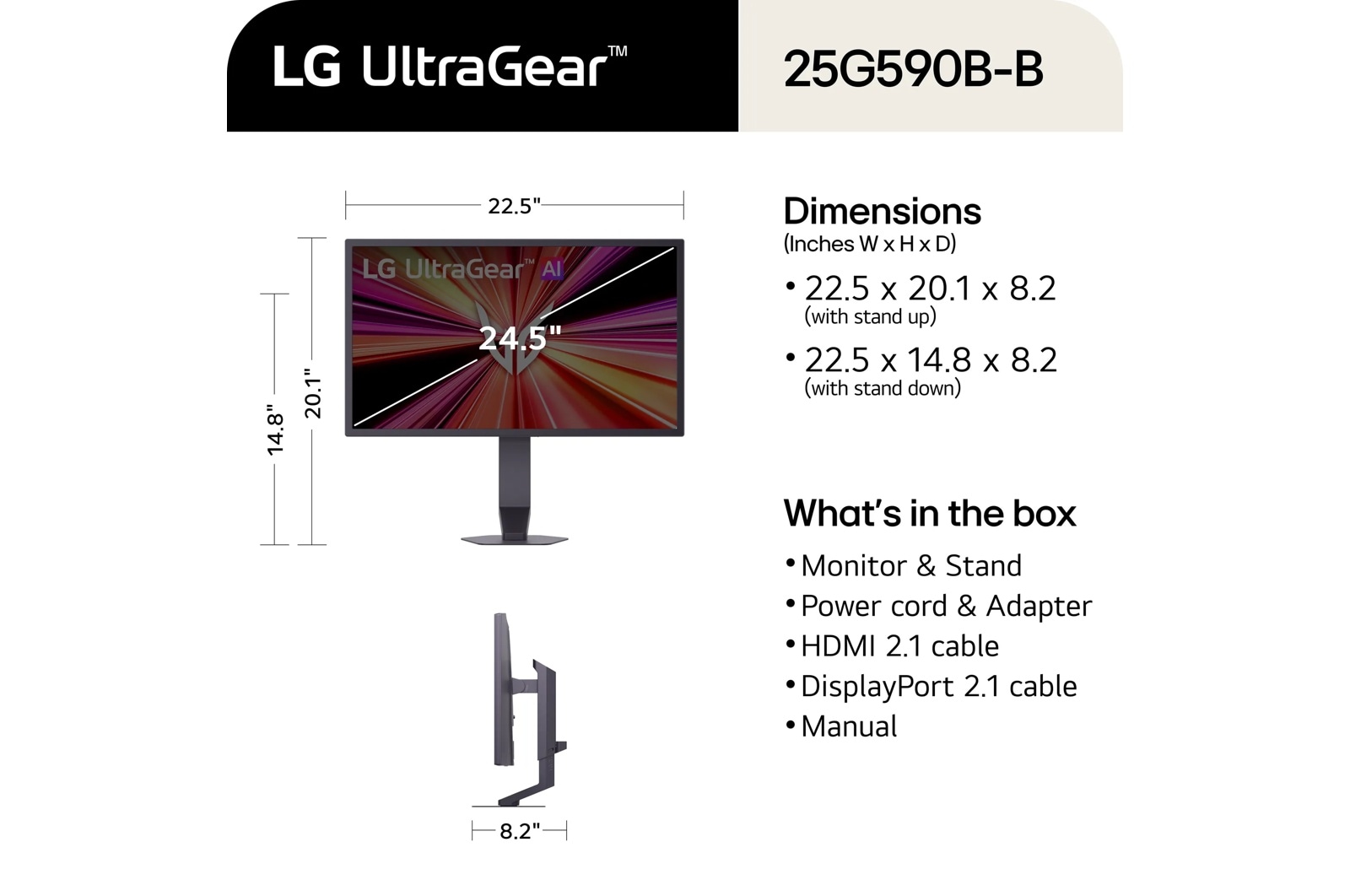 LG 25 Inch UltraGear Fhd Ips 1000Hz USB-C Monitor with Tilt/Height/Swivel Stand (25G590B-B), цвет: 1920 X 1080 — фото 3