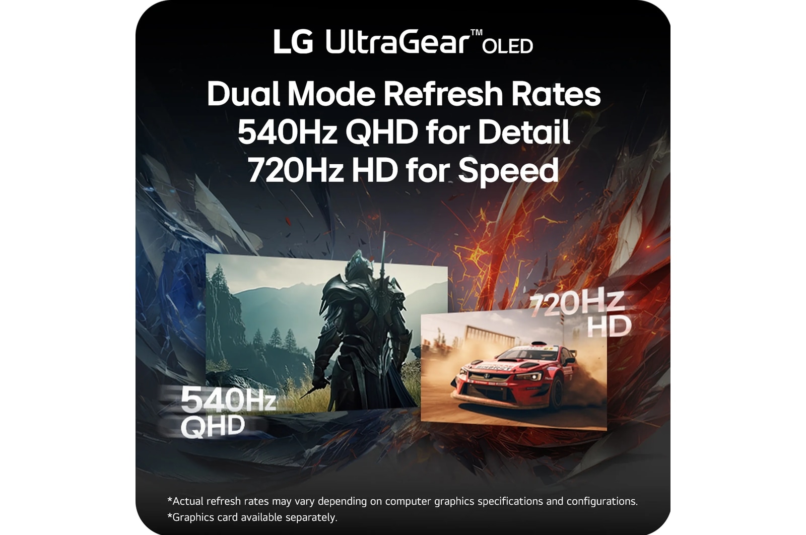 LG 27 Inch UltraGear Oled Dual Mode QHD 540Hz or HD 720Hz 0.02ms G-Sync Compatible DisplayPort 2.1 Gaming Monitor (27GX790B-B), цвет: 2560 X 1440 — фото 5