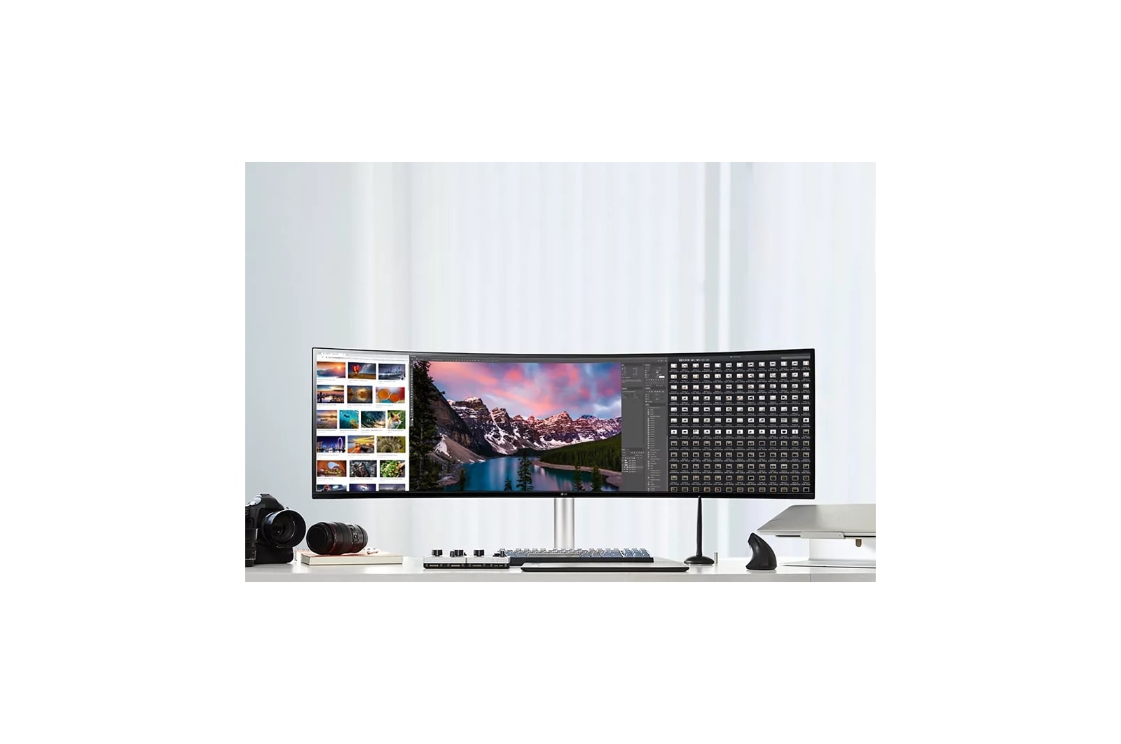  LG Monitor ultraancho 49WL95C-WY 32:9 de 49 pulgadas Dual DQHD  (5120 x 1440), pantalla IPS curvada, HDR10, USB tipo C con 85 W PD, gama de  colores sRGB del 99%, soporte ajustable de : Electrónica