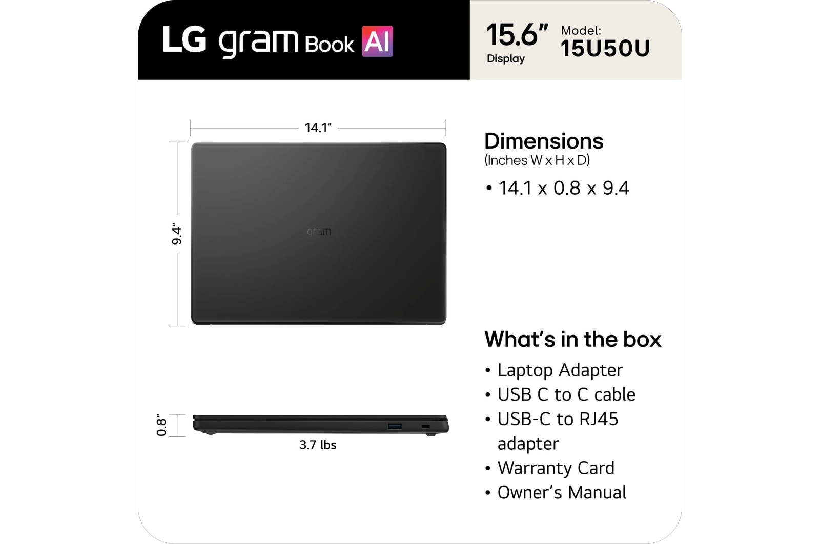 LG Gram Book 15 (15U50U), цвет: Чёрный, вариант 1 — фото 4