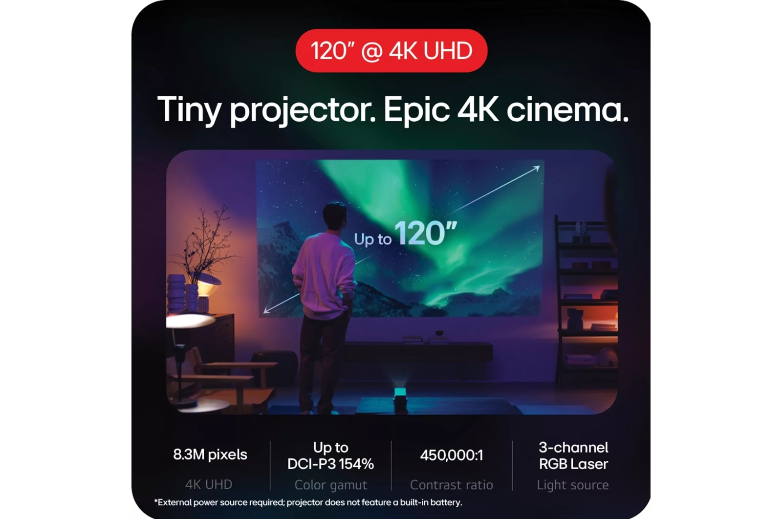 LG CineBeam Q 4K Smart Portable Projector - HU710PB
