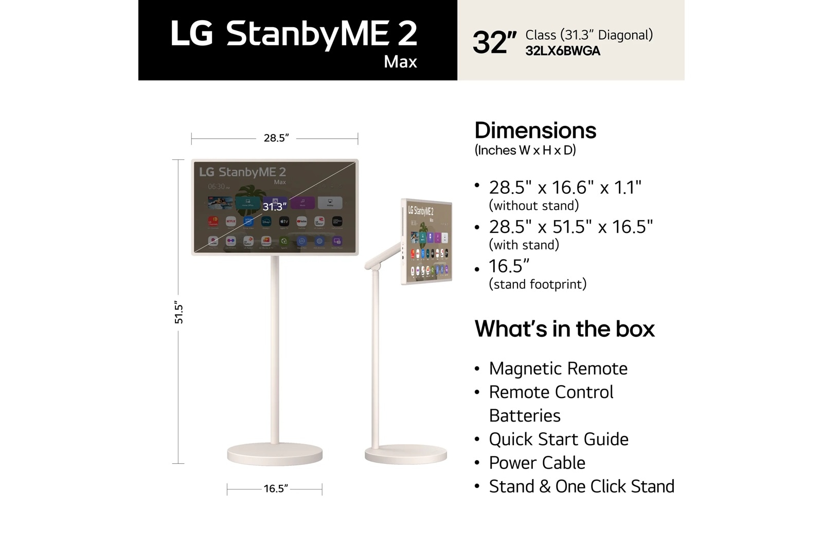 StanbyME 2 MAX 32 Inch Portable Smart Touch Screen with 4.5hr