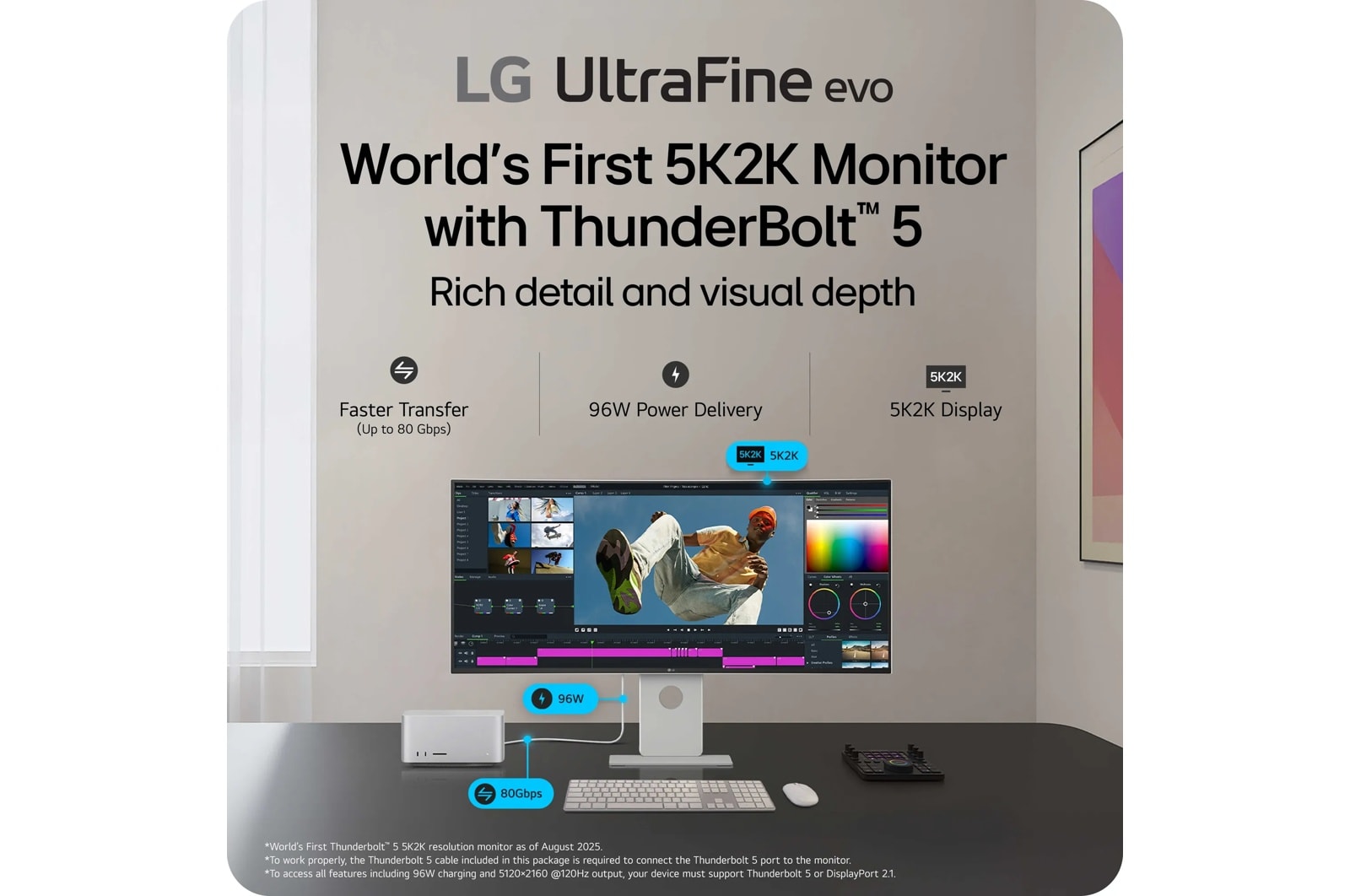 LG 40 Inch UltraFine evo 5K2K Wuhd Nano IPS Black Monitor with Thunderbolt 5 PD 96W (40U990A-W), цвет: 5120 X 2160 — фото 2