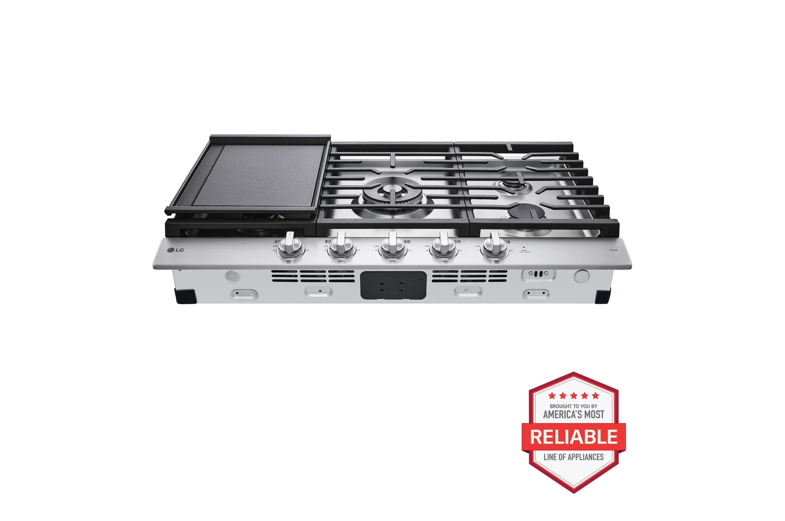 36” Smart Gas Cooktop with UltraHeat™ 22K BTU Dual Burner and LED Knobs