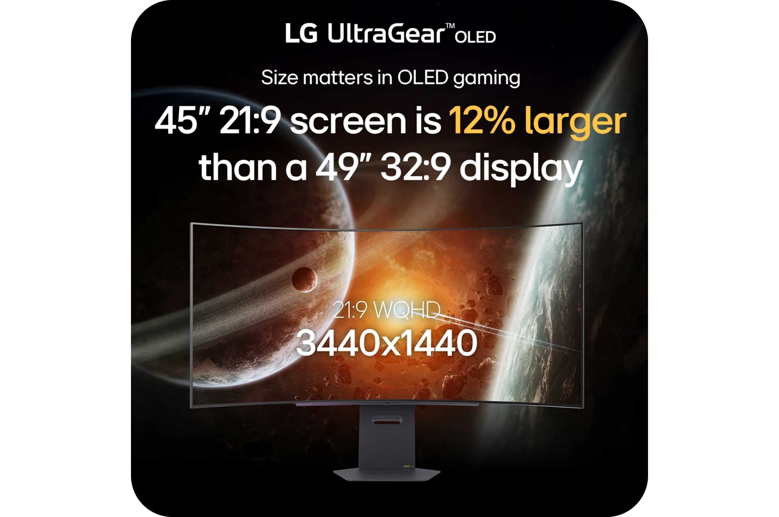 LG 45 Inch UltraGear Oled Wqhd 240Hz 0.03ms G-Sync Compatible 800R Curved Gaming Monitor with webOS (45GX90SA-B), цвет: Wqhd (3440 X 1440) — фото 3
