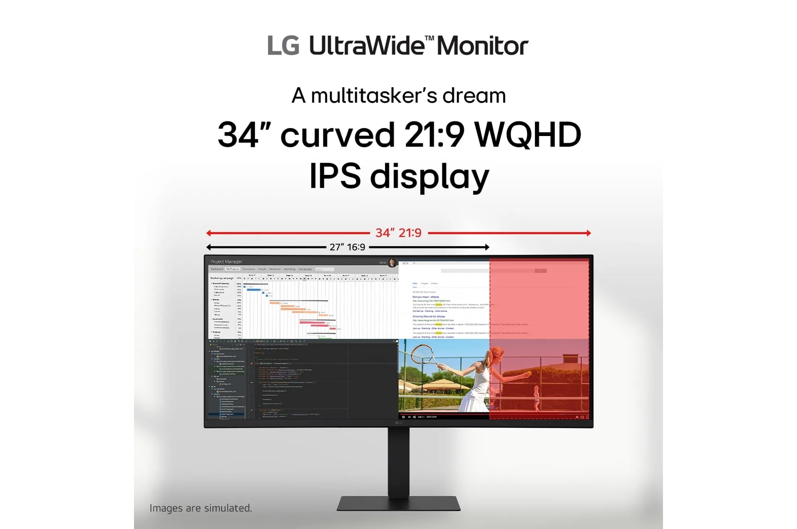 LG 34 Inch UltraWide Wqhd Ips 100Hz USB-C PD 96W Computer Monitor with Built-in KVM/Power (34U650A-B), цвет: 3440 X 1440 — фото 2