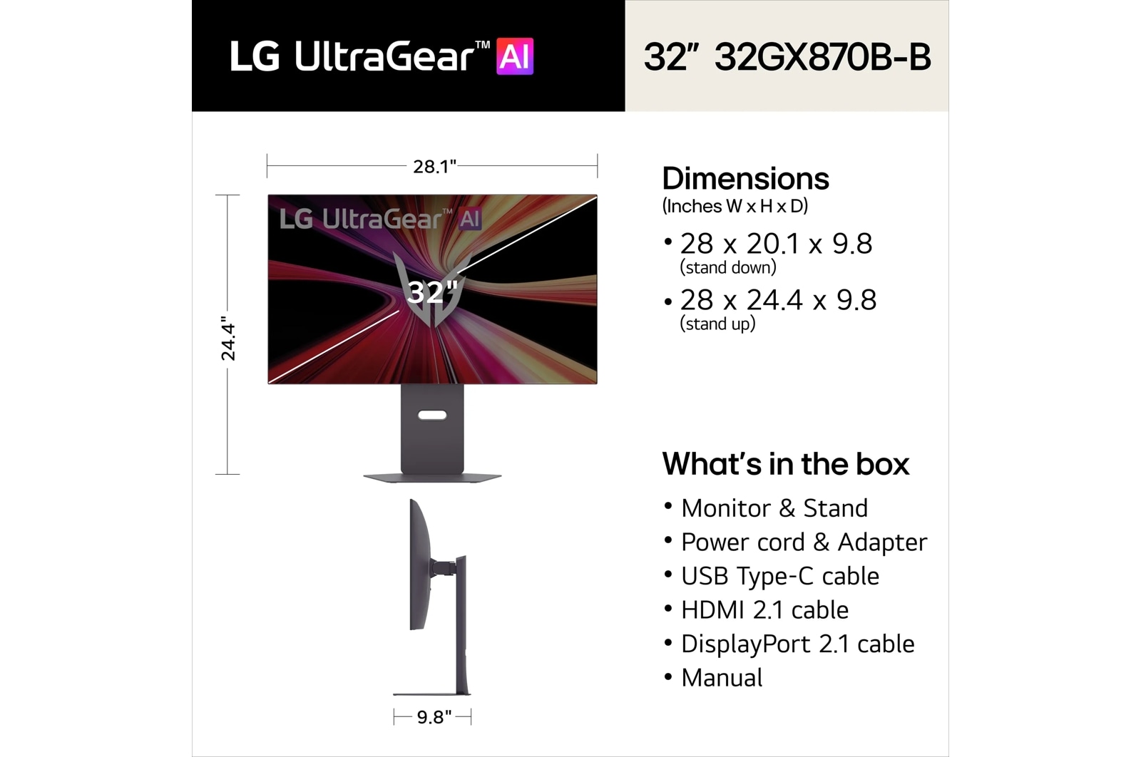 LG 32 Inch UltraGear Oled Dual Mode 4K UHD 240Hz or FHD 480Hz 0.03ms G-Sync Compatible Gaming Monitor with USB Type-C (32GX870B-B), цвет: 3840 X 2160 — фото 3