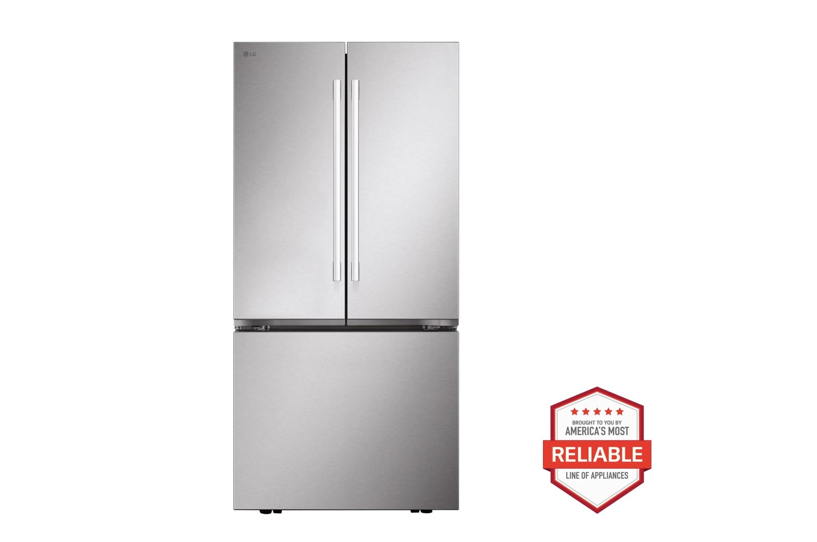 25 cu. ft. Standard-Depth 3-Door French Door Refrigerator with Hybrid Handle Design