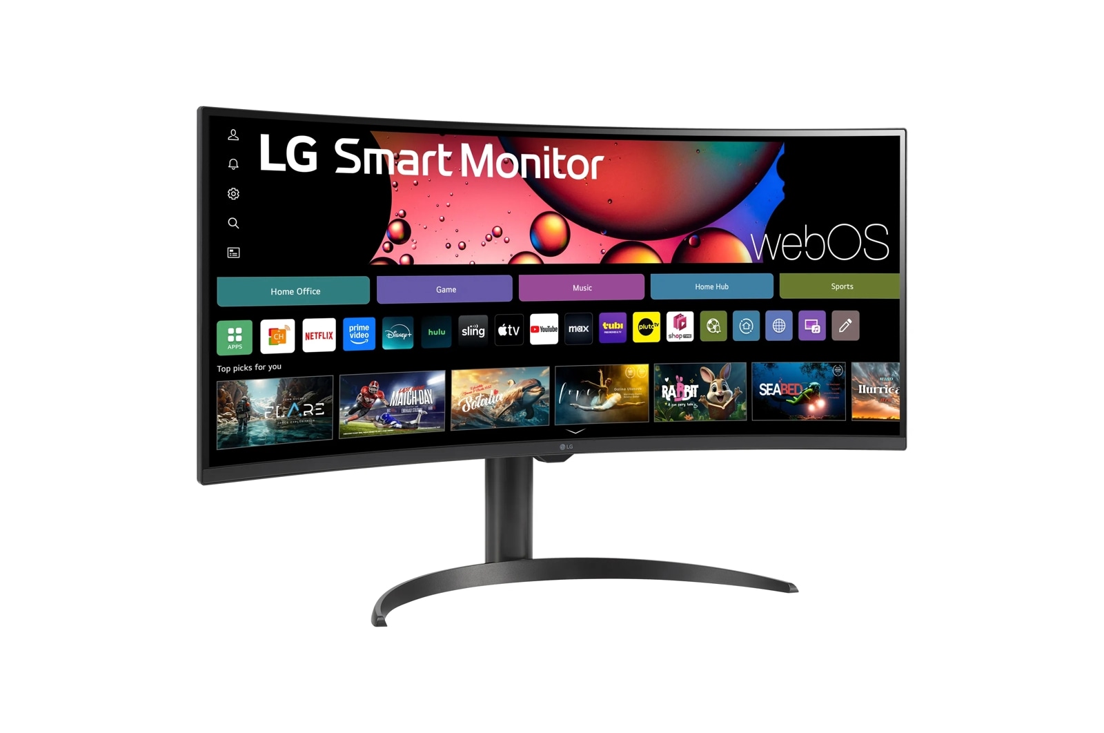 LG 34 Inch Smart Monitor Wqhd 1440P Curved Screen 100Hz with webOS Tilt/Height Adjustable Stand (34SR65QC-B), цвет: Wqhd (3440 X 1440) — фото 2