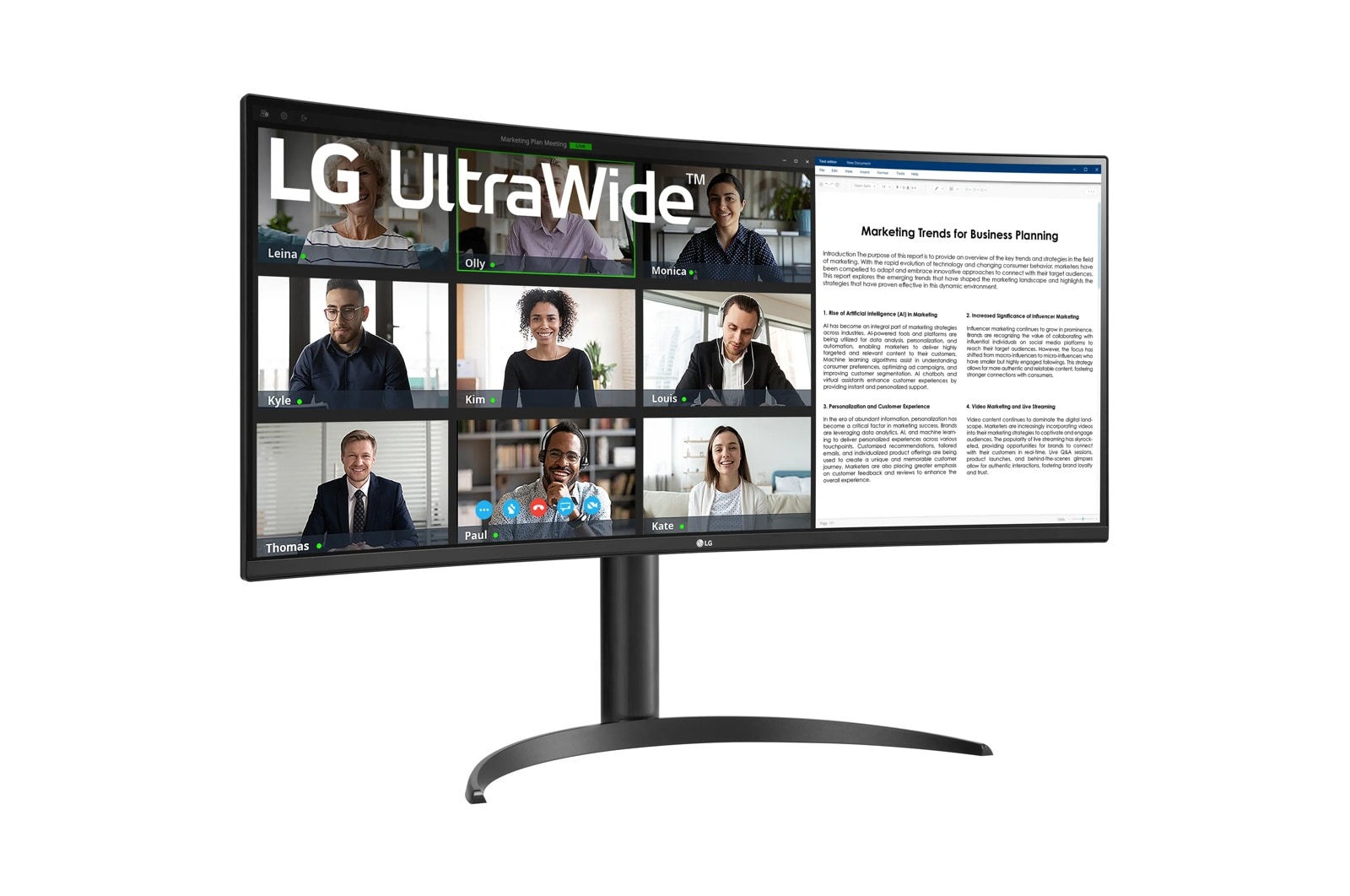 LG 34 Inch UltraWide Wqhd 1440P HDR 10 100Hz Curved Monitor with USB Type-C (34WR55QK-B), цвет: Wqhd (3440 X 1440) — фото 2