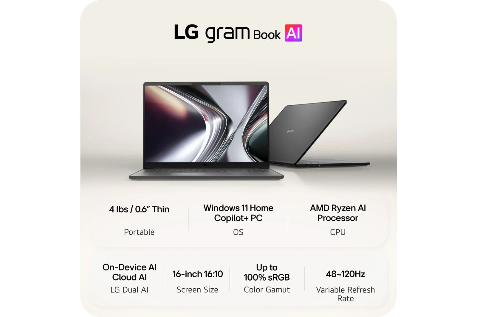 LG Gram Book 16 (16U55U), цвет: Amd Ryzen Ai 7 / 16 Gb — фото 2