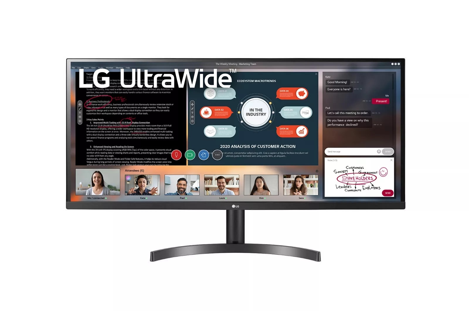 34'' IPS QHD Curved UltraWide™ Monitor with HDR10, sRGB 99%, Flicker Safe,  Reader Mode, Black Stabilizer & Dynamic Action Sync