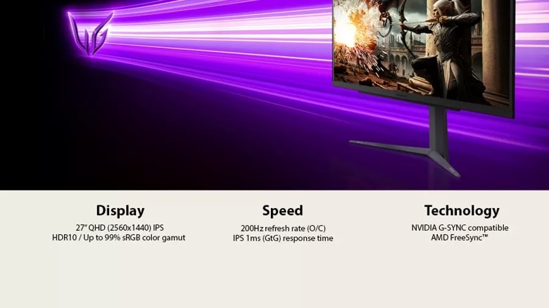 LG UltraGear™ 27 inch 200Hz QHD Gaming Monitor - 27GS75Q-B