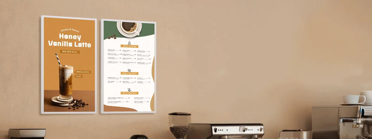 LG e-paper display in a cafe setting