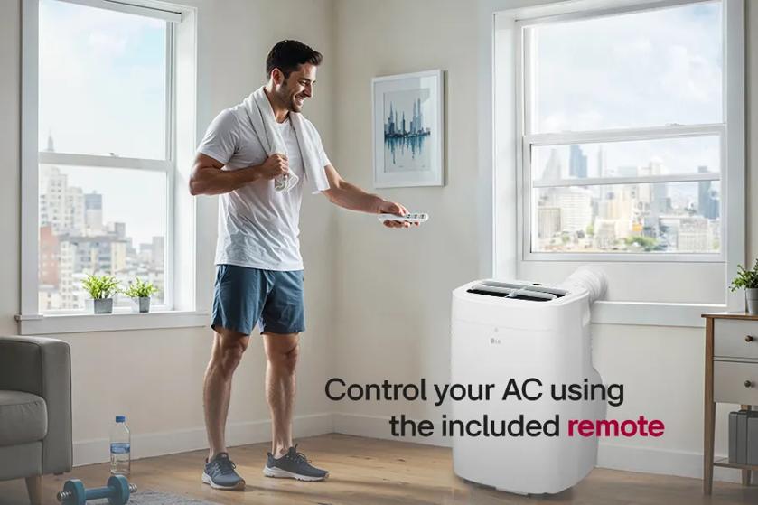 control your AC using the included remote.