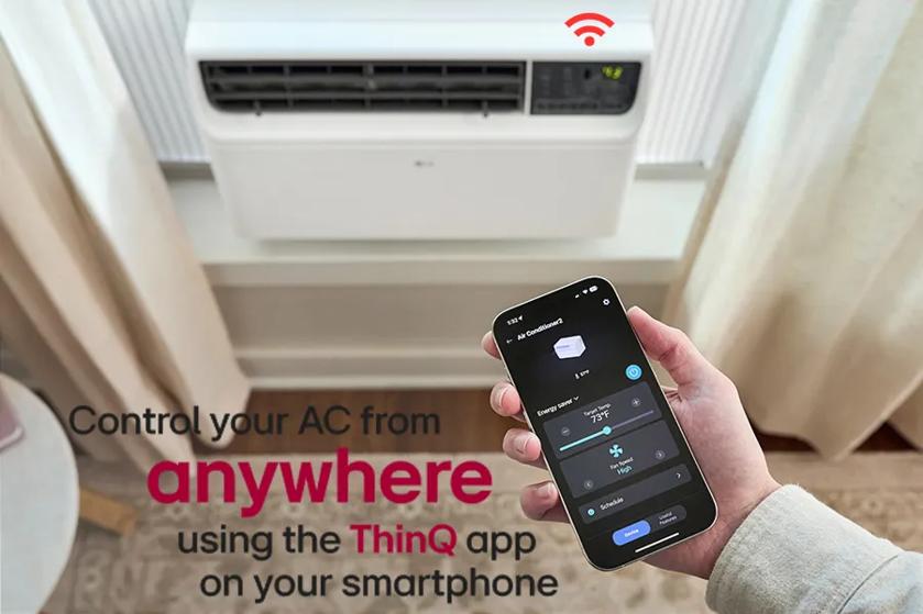 
Control your AC from
anywhere
using the ThinQ app BU on your smartphone
+-Air Conditioner2
Energy saver
Target Tog 73°F
Schedule
High
Pets
