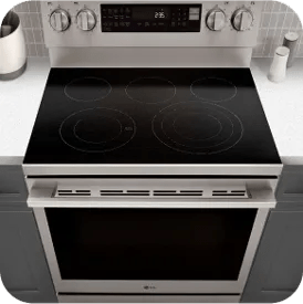 The Edge-to-Edge cooktop is showcased with a top-down view.