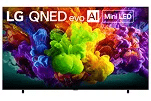 Vivid cloud of swirling colors on an LG QNED evo AI screen.