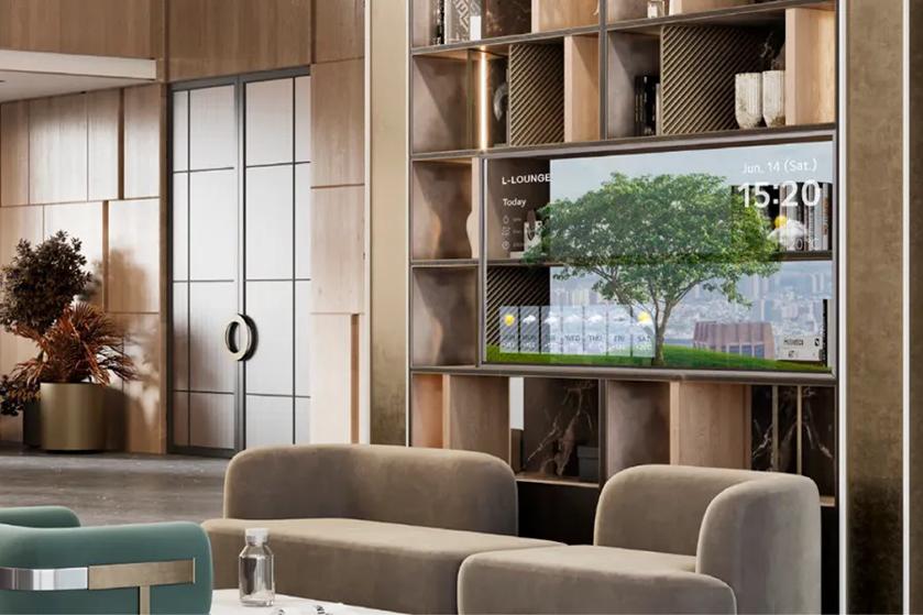 Digital Signage Transparent OLED Office Lobby High Res