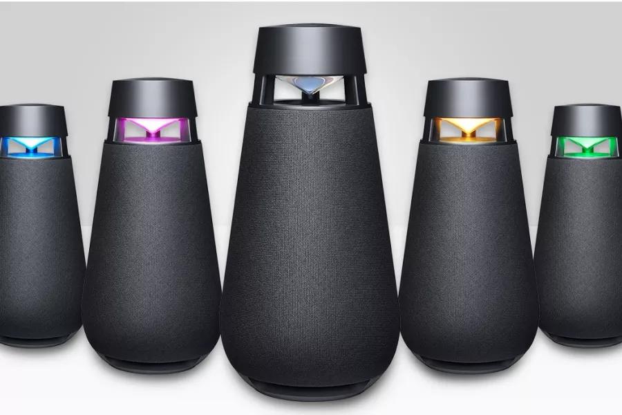 5 XBOOM 360 Speakers in a line