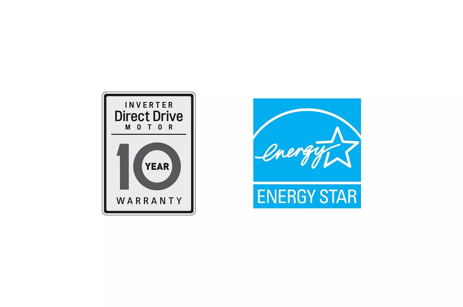 10 Year Warranty on Inverter Direct Drive Motor, ENERGY STAR® Certified